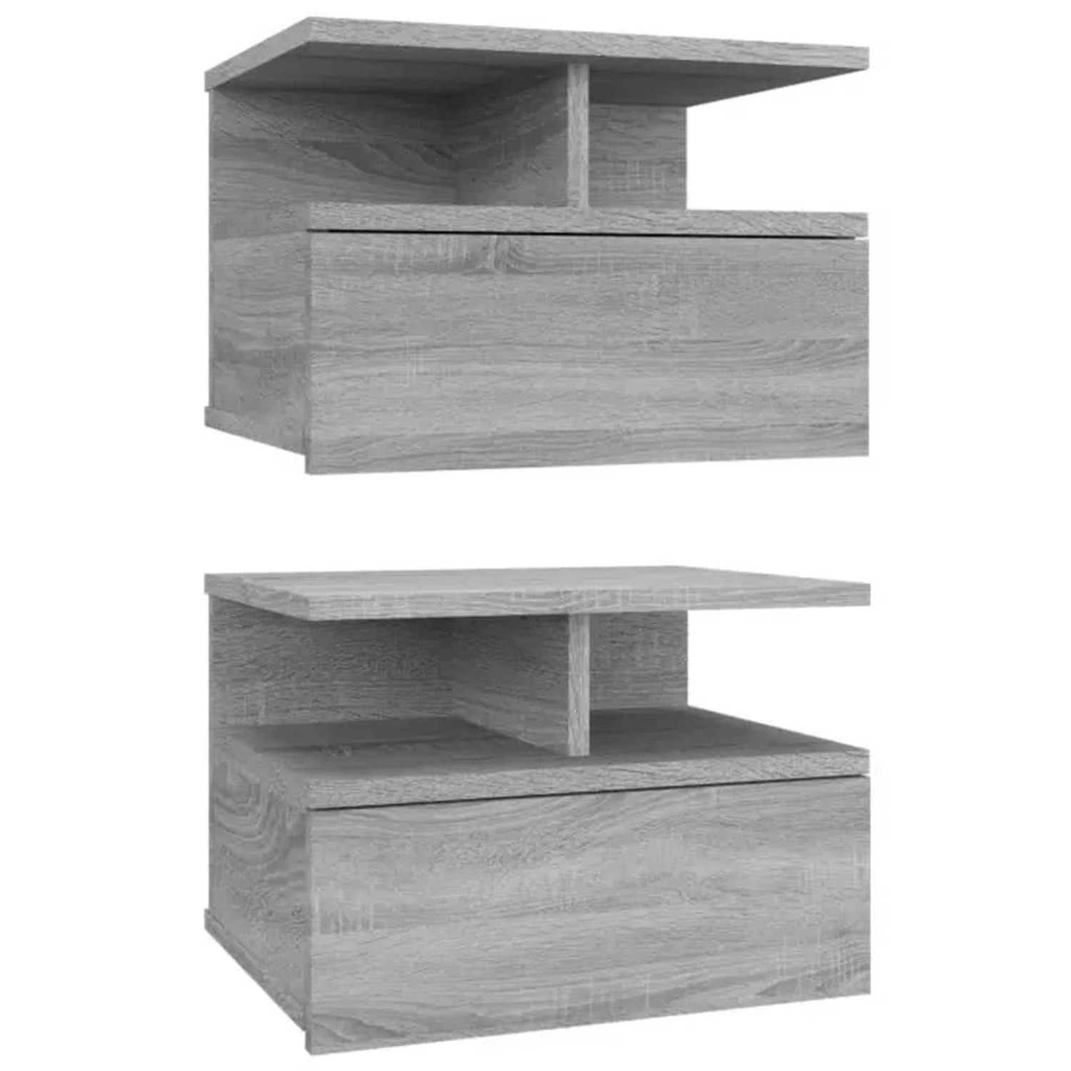 vidaXL Nachttisch 2Stk Hängend Grau Sonoma 40x31x27 cm Holzwerkstoff günstig online kaufen