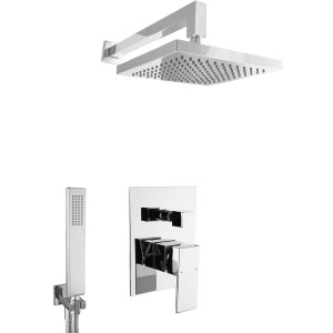 PaulGurkes Unterputz Duschsystem mit 20cm Regenbrause, Handbrause und Armatur, verchromt.