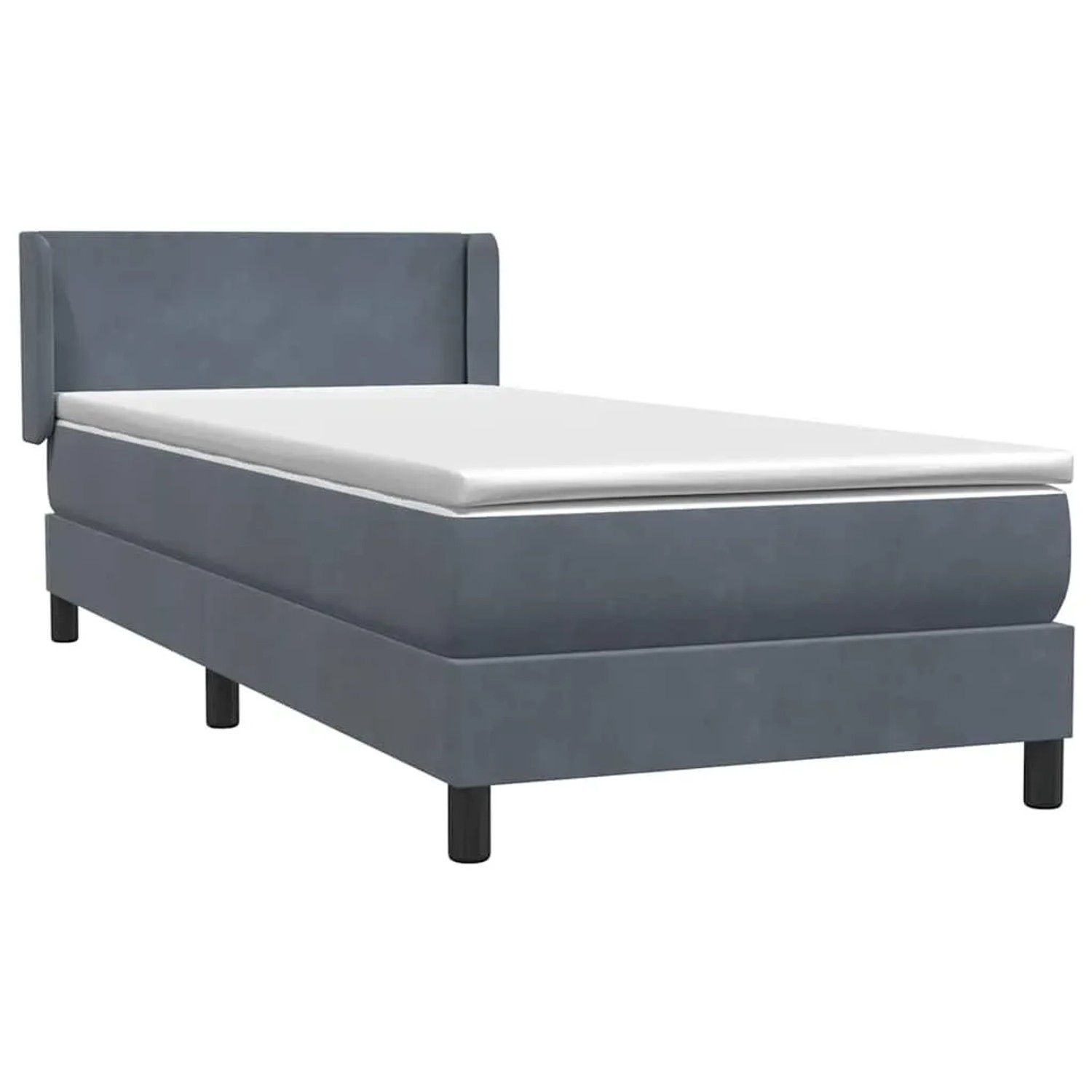 vidaXL Boxspringbett mit Matratze Dunkelgrau 90x220 cm Samt 3317974 günstig online kaufen