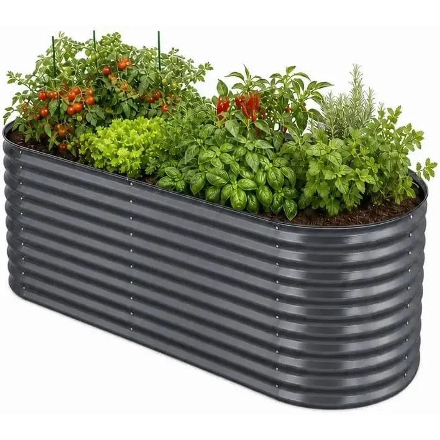 HomeLuxWorld Hochbeet Metall 160 x 80 x 80 cm Anthrazit Verzinkter Stahl Wetterfest