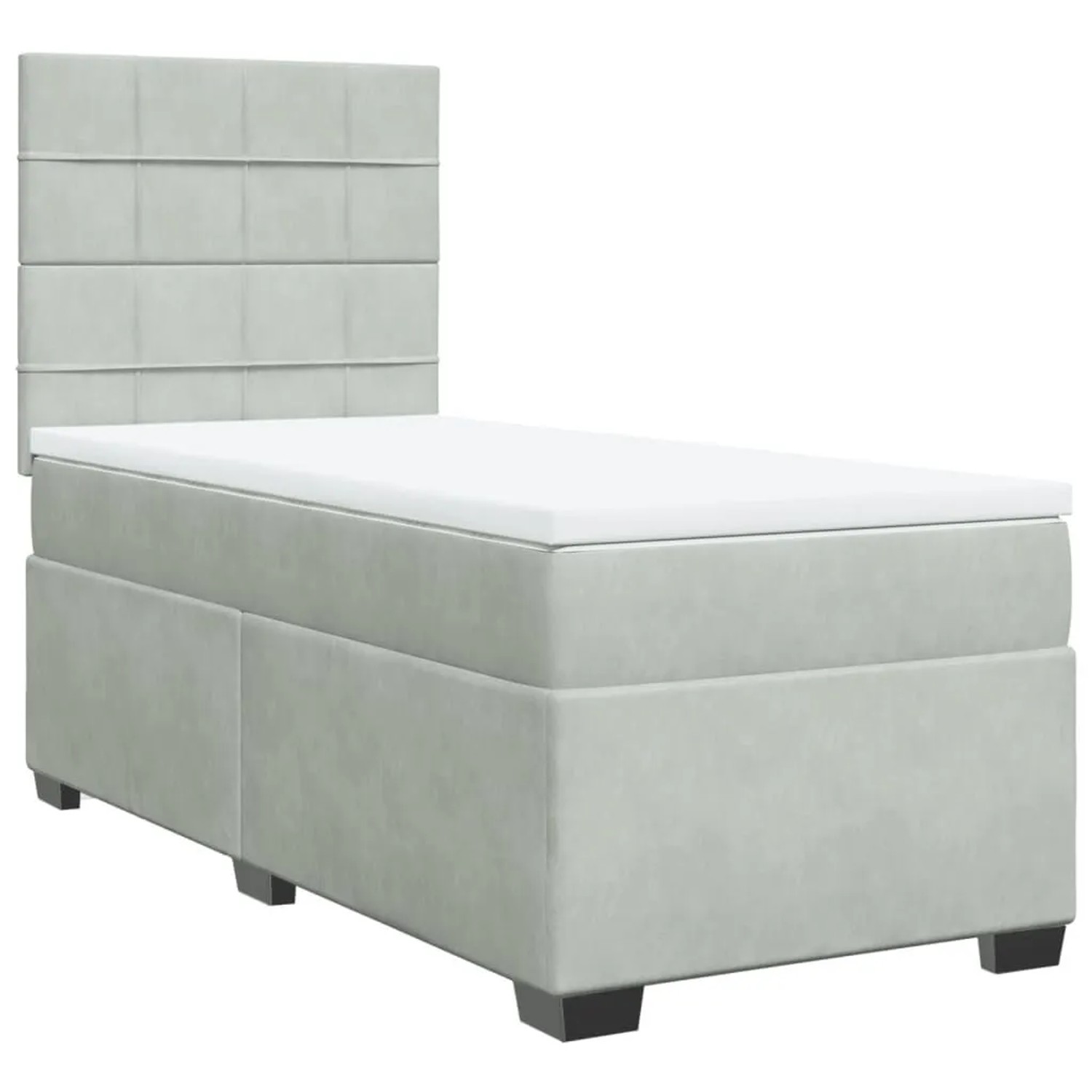 vidaXL Boxspringbett mit Matratze Hellgrau 90x190 cm Samt 3290786 günstig online kaufen