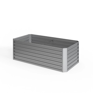 Silbernes OK-Living Hochbeet, 180x60 cm, aus Metall. Ideal für Garten und Terrasse.