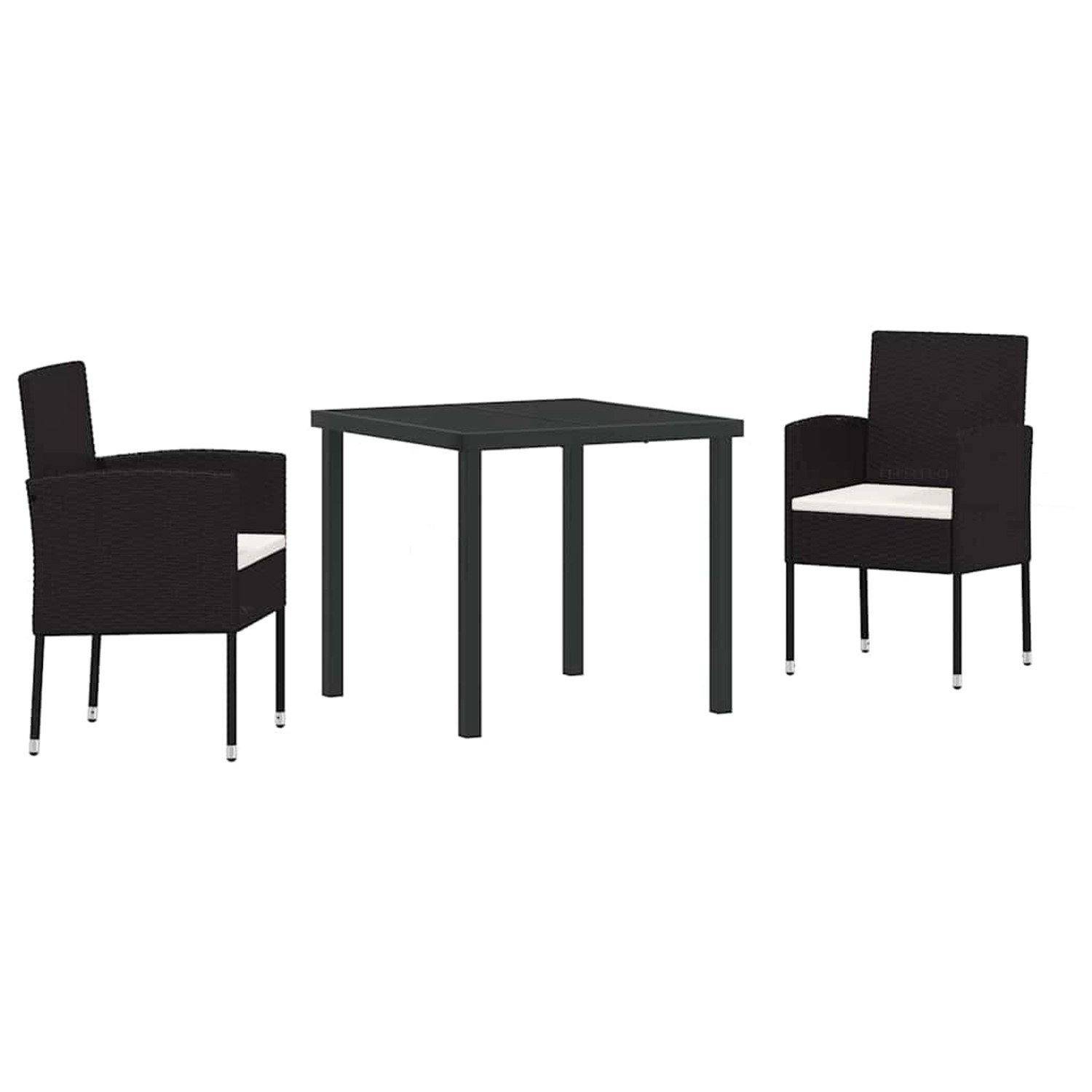 vidaXL Garten Essgruppe mit Kissen 3-Tlg Schwarz Poly Rattan 3380050 günstig online kaufen