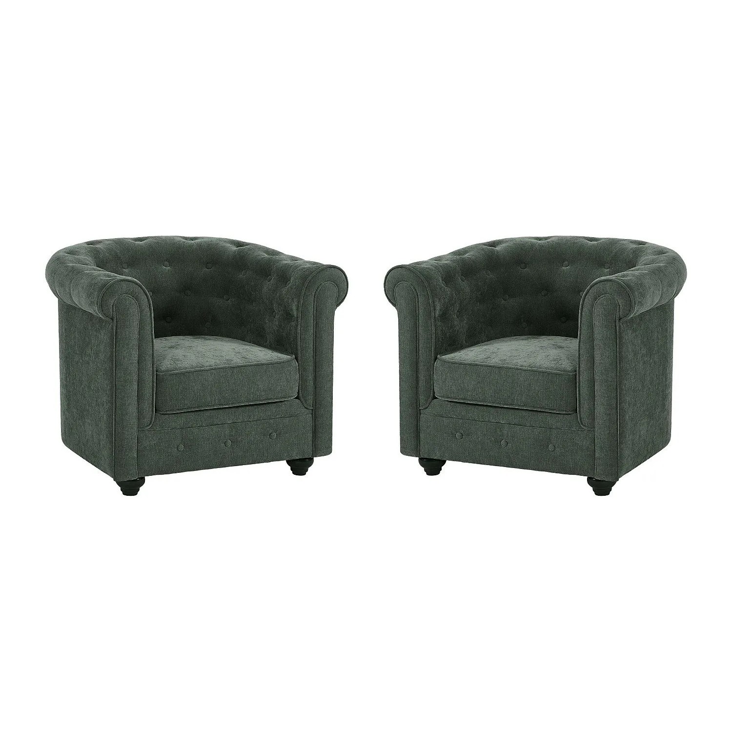 Vente-unique Sessel Mit Gerader Rückenlehne Chesterfield Grün 82 cm