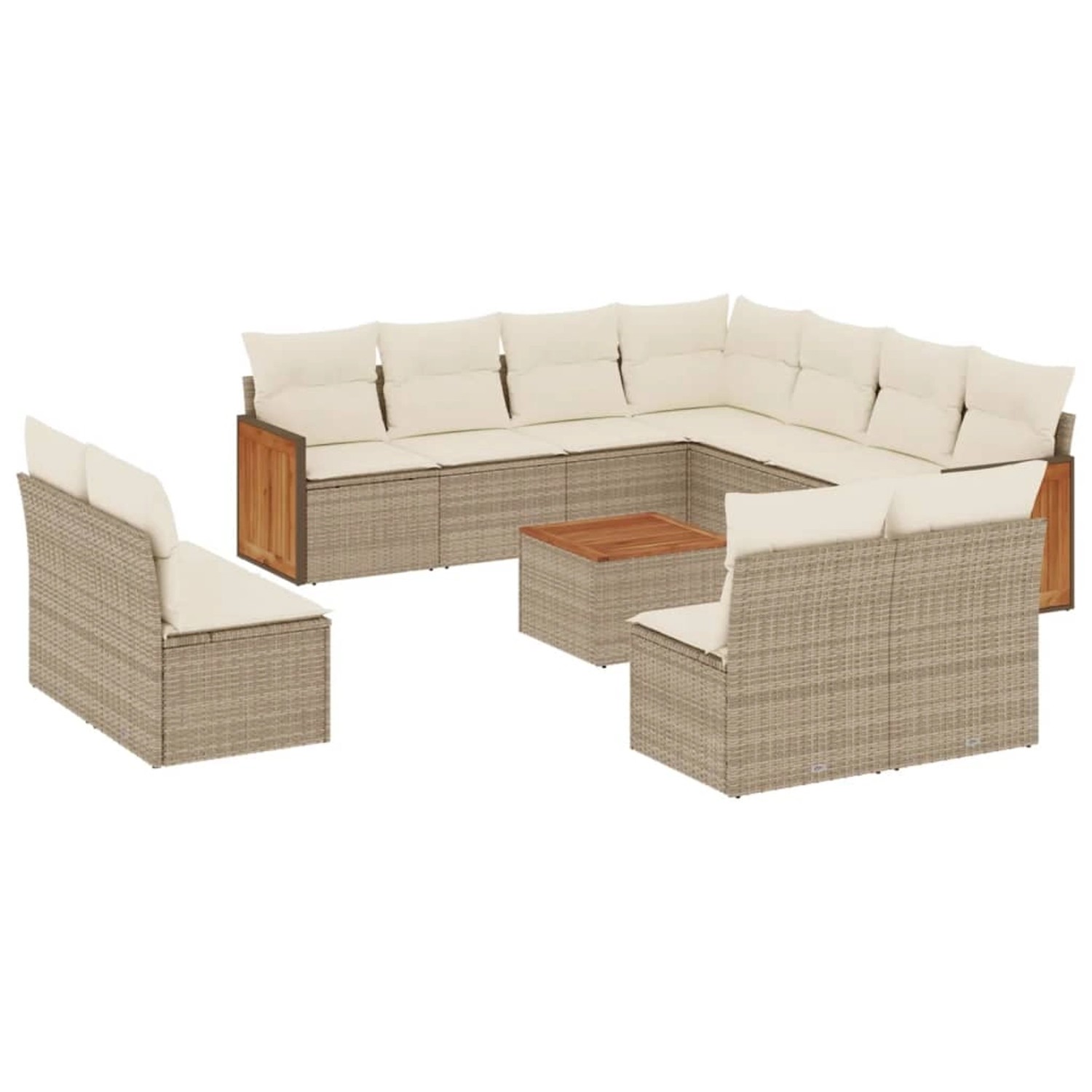 vidaXL 12-Tlg Garten-Sofagarnitur mit Kissen Beige Poly Rattan 3227773 günstig online kaufen