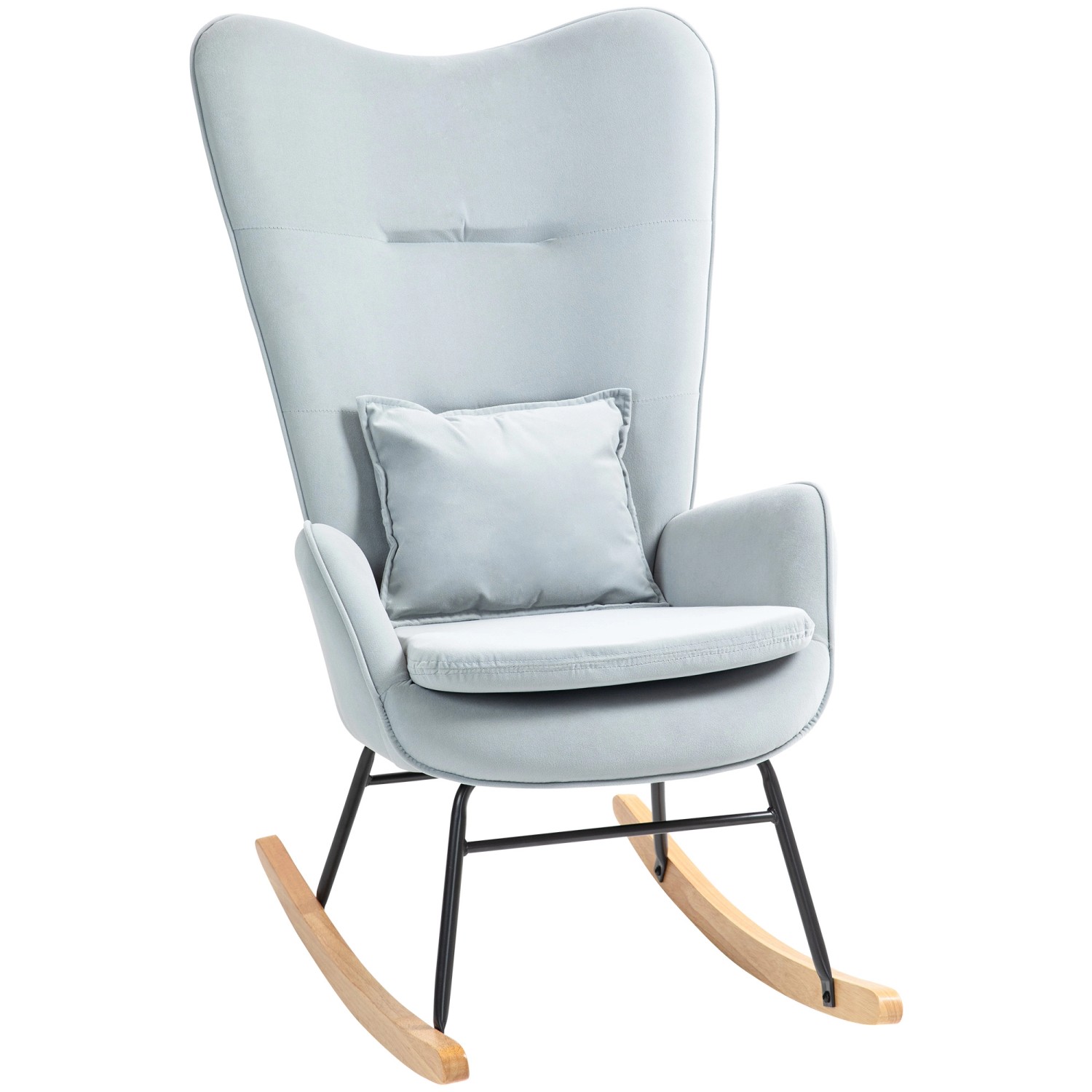 HOMCOM Schaukelstuhl Polyester Schaumstoff Hellgrau 67L x 85B x 112H cm günstig online kaufen