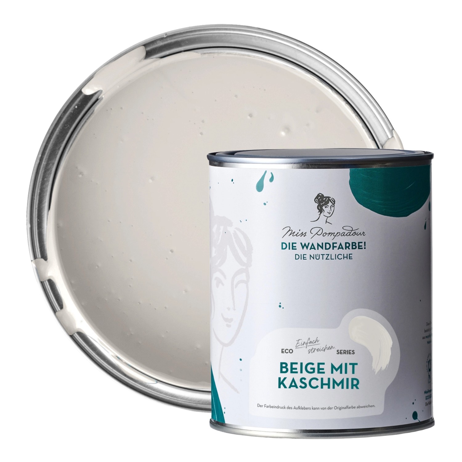 MissPompadour Abwaschbare Wandfarbe Beige mit Kaschmir 1L Hochdeckend Scheuerbeständig
