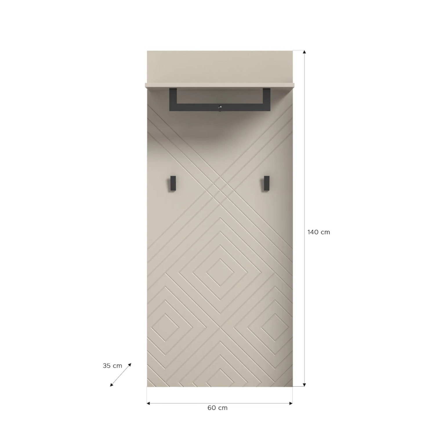 Inn.Furn Garderobenpaneel Sand 60 cm mit Kleiderstange Apunti_7