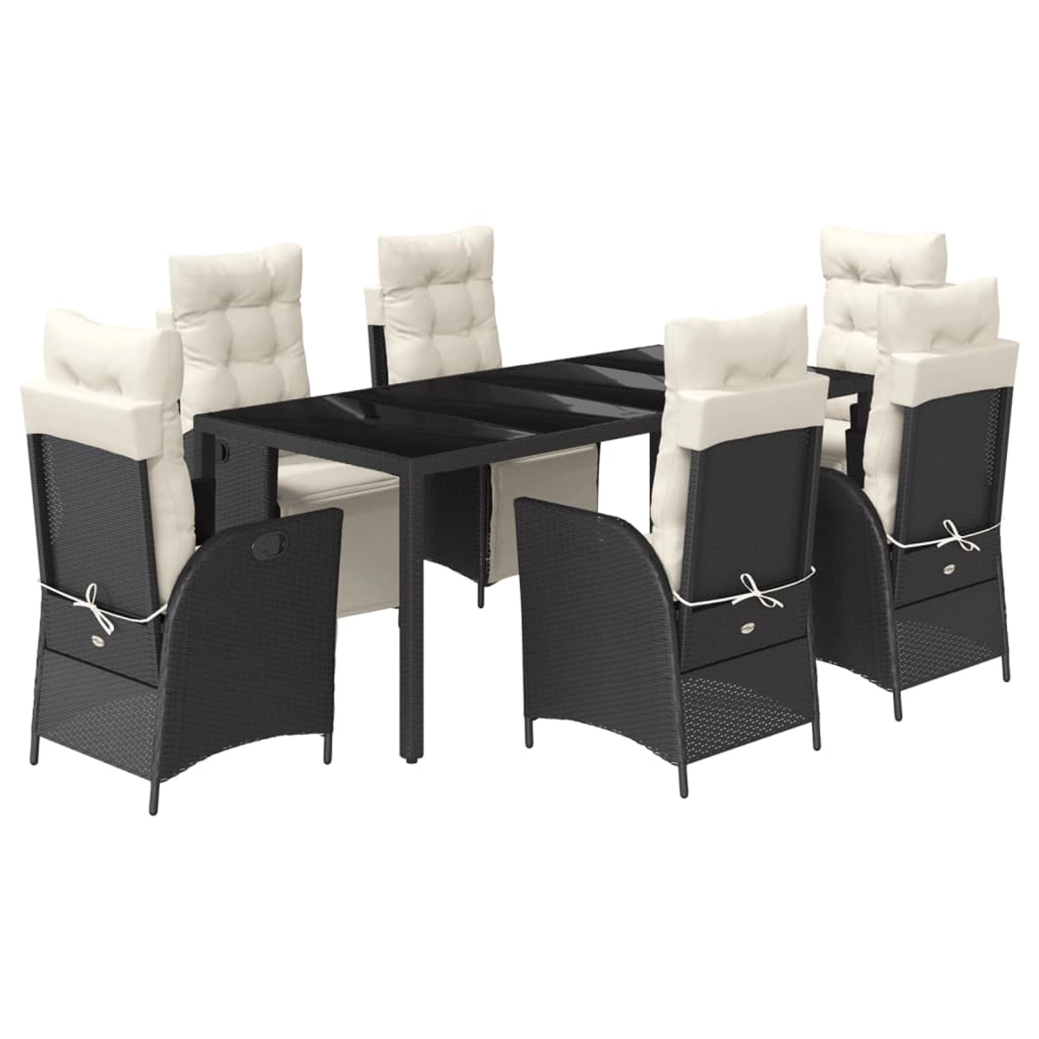 vidaXL 7-Tlg Garten-Essgruppe mit Kissen Schwarz Poly Rattan 3213318 günstig online kaufen