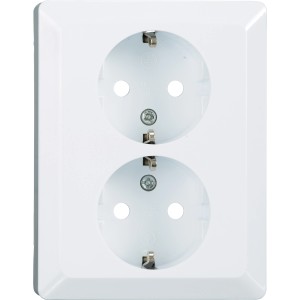 Weiße OBI Fortuna Doppelsteckdose zur Unterputzmontage im Innenbereich.