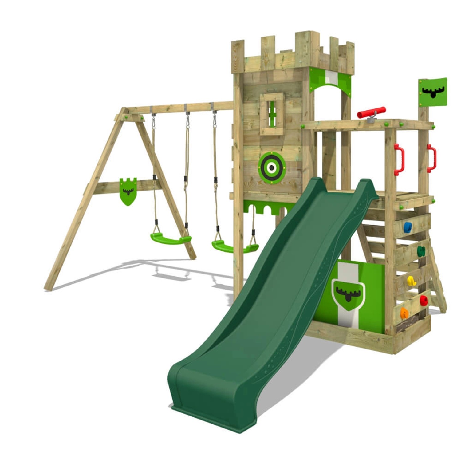 Fatmoose Spielturm BoldBaron mit Rutsche Grün