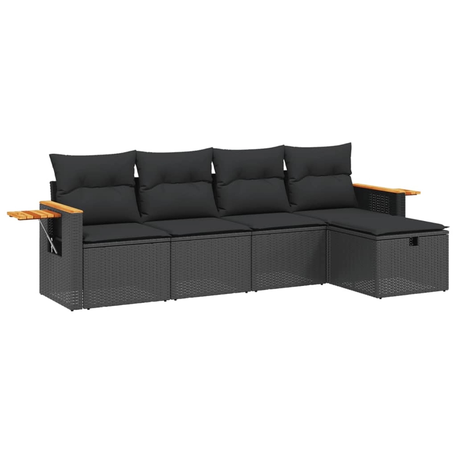 vidaXL 5-tlg Garten-Sofagarnitur mit Kissen Schwarz Poly Rattan Modell 89 günstig online kaufen