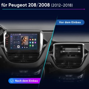 Junsun Autoradio für Peugeot 208 (2012-2018), Vorher-Nachher-Vergleich.