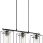 Eglo Pendelleuchte Loncino, 3-flammig, schwarz-transparent mit Rauchglas.