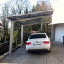 Ximax Alu Carport Linea, Edelstahl-Look, mit Auto. Einzelcarport mit transparentem Dach.