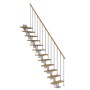 Dolle Mittelholmtreppe Dublin, Eiche perlgrau, mit geradem Lauf und einseitigem Geländer.