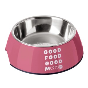 Hunter Hundenapf Chester Pink, 700 ml, mit Edelstahl-Innennapf und Aufschrift "Good Food Good Mood".