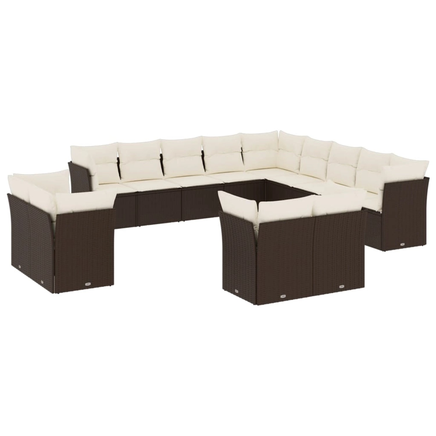 vidaXL 13-Tlg Garten-Sofagarnitur mit Kissen Braun Poly Rattan 3250392 günstig online kaufen