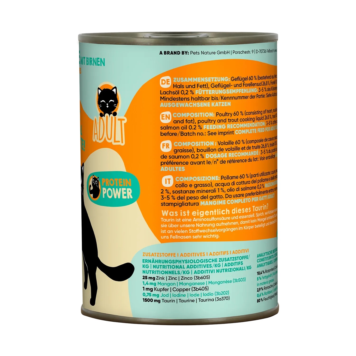 Lucky Lou Katzen-Nassfutter Adult Geflügel & Forelle, 400g Dose für erwachsene Katzen.