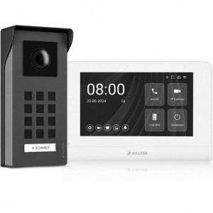 Balter Entri M Video Türklingel Komplettset: dunkle Türstation mit Kamera, weißer 7 Zoll Monitor. App-Steuerung.