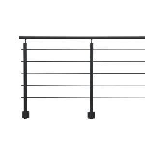 Schwarzes Kordo Geländerset, 2 m, aus Aluminium mit seitlicher Befestigung.