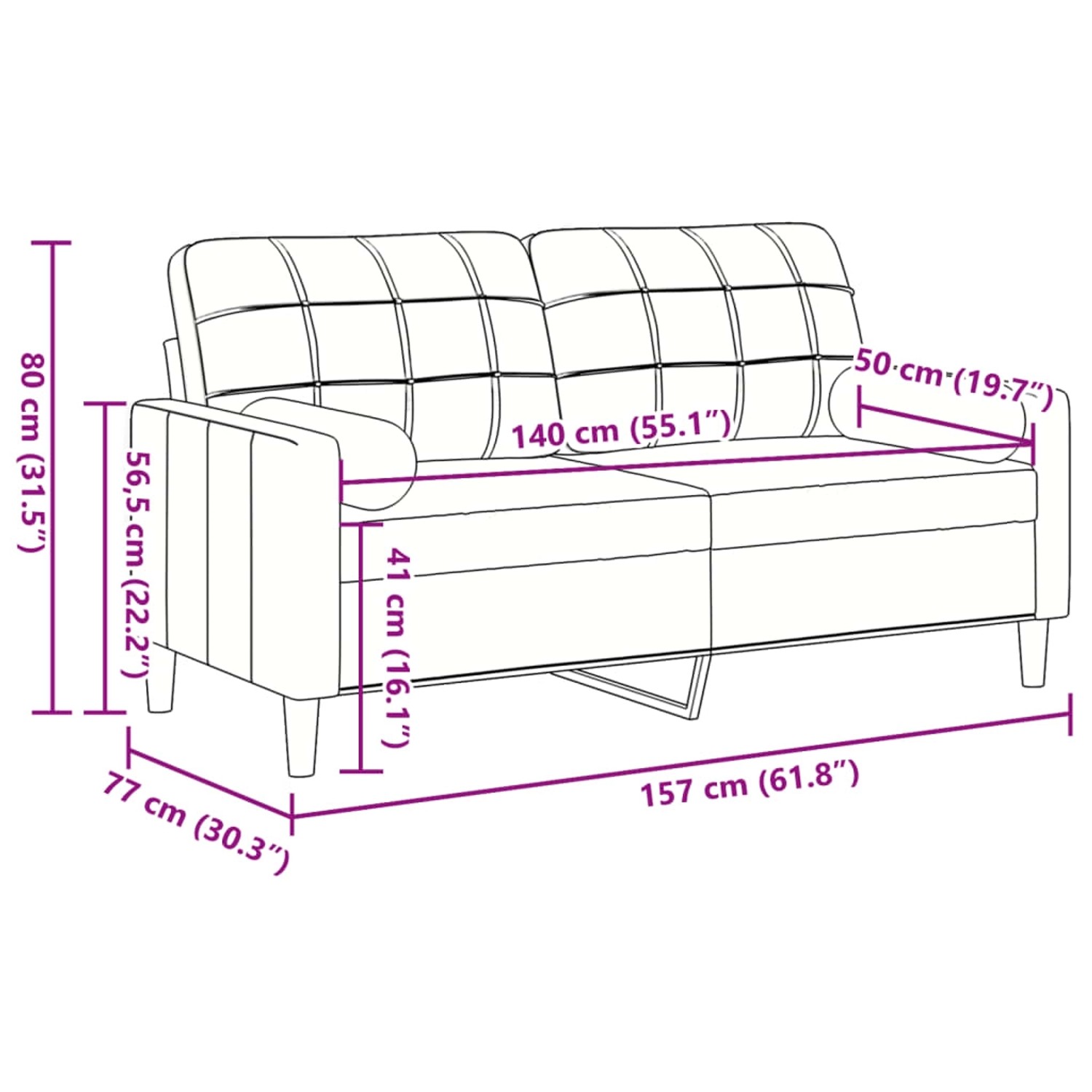 vidaXL 2-Sitzer Sofa, dunkelgrün, Samt, mit Maßangaben. Ideal als Relaxsofa.
