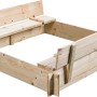 SwingKing Sandkasten Gucio, 120x120 cm, unbehandelt mit integrierter Abdeckung als Sitzbank.