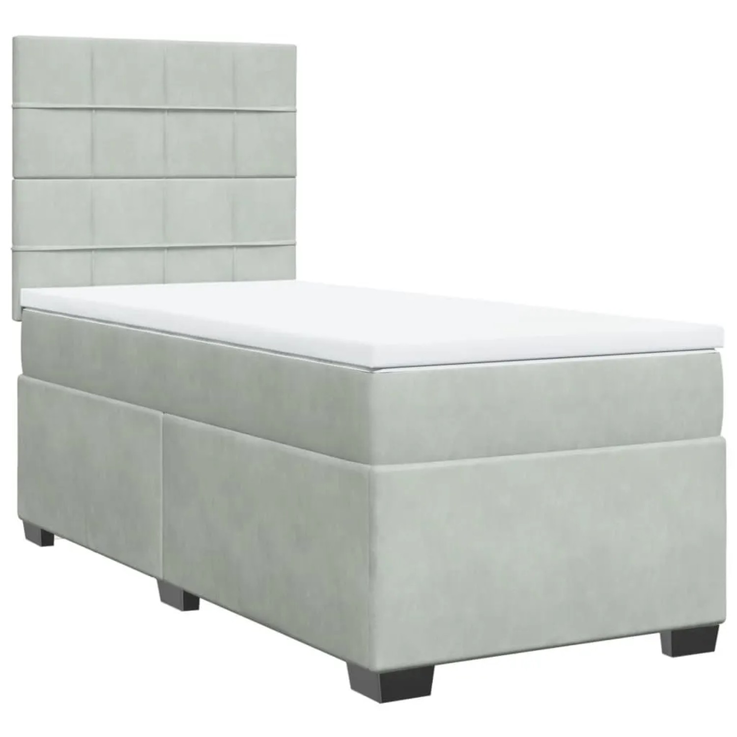 vidaXL Boxspringbett mit Matratze Hellgrau 90x200 cm Samt 3290810 günstig online kaufen
