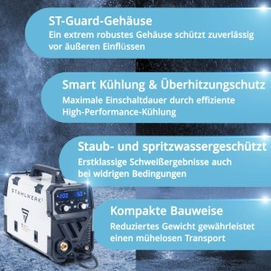 STAHLWERK MIG MAG 200 ST Schweißgerät mit Zubehör, kompakte Bauweise.
