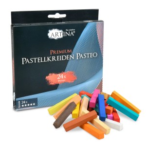 Artina Pasteo Weichpastellkreide, 24 Farben im Set. Künstlerfarben für sanfte Farbverläufe.