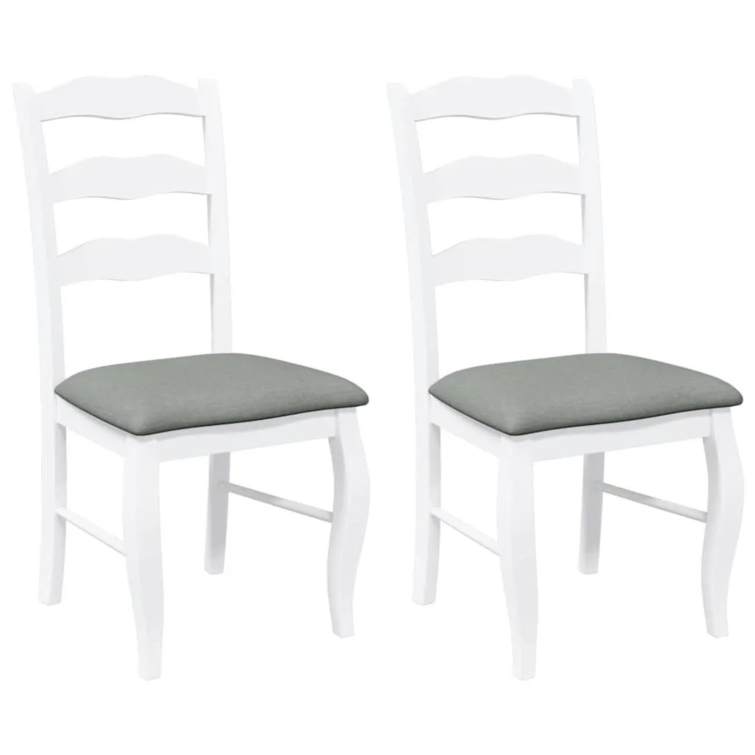 DELUKE Esszimmerstühle RESZ Mit Kissen 2er Set Weiß-Grau Massivholz Küchenstuhl Wohnzimmerstühle Essstühle Bequem