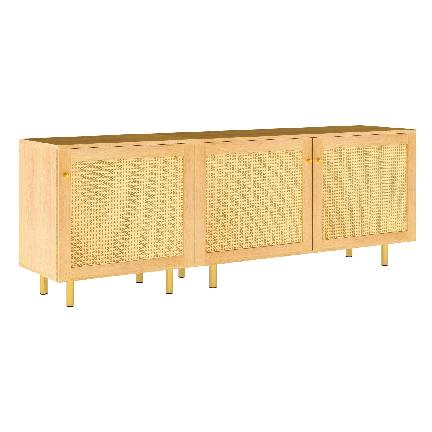 okwish Sideboard mit 3 Türen Esszimmer 180x63x40cm Natur