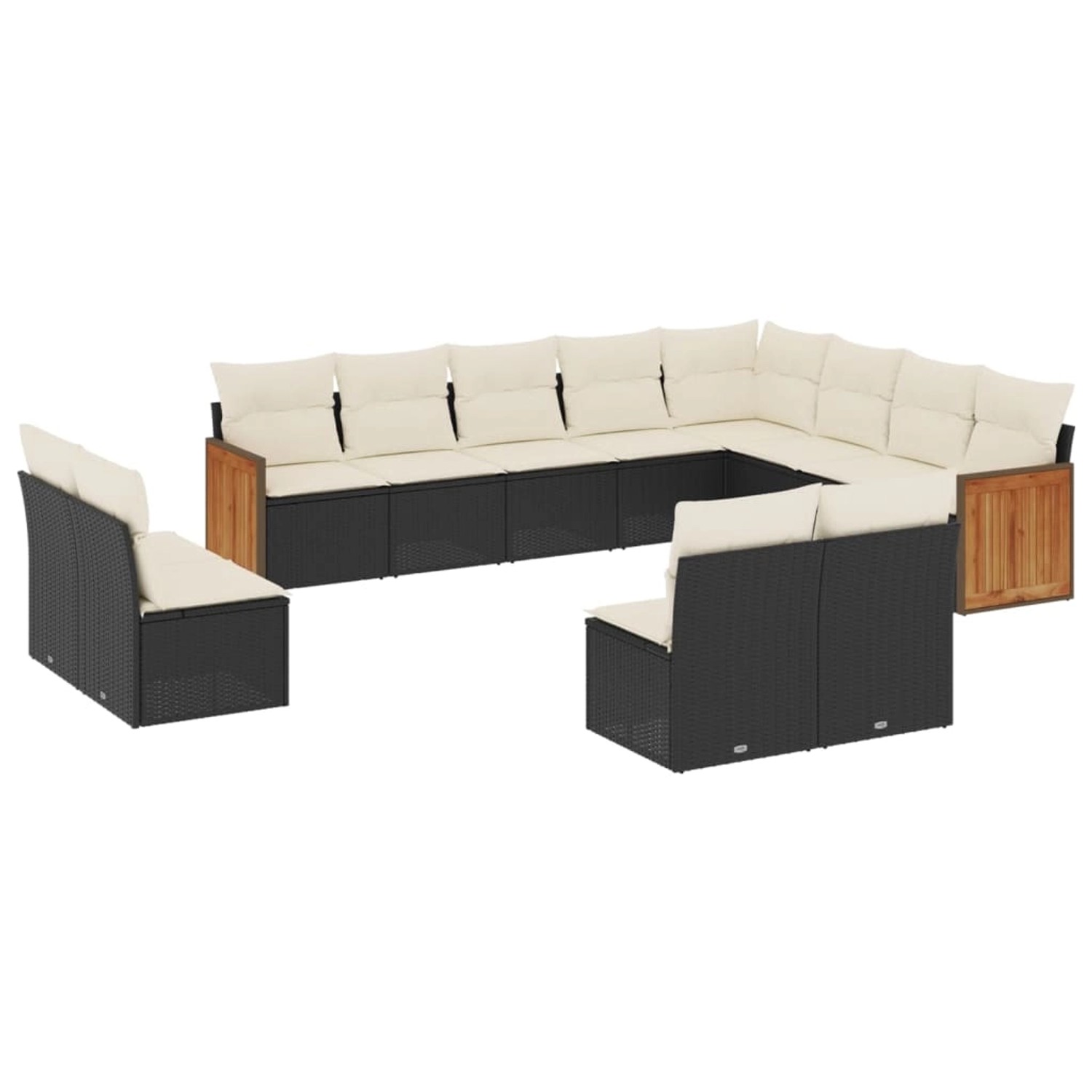 vidaXL 12-Tlg Garten-Sofagarnitur mit Kissen Schwarz Poly Rattan 3228149 günstig online kaufen