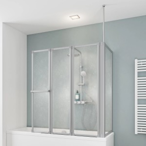 Schulte Badewannenfaltwand mit Seitenwand, 3-teilig, für flexiblen Spritzschutz auf der Badewanne.