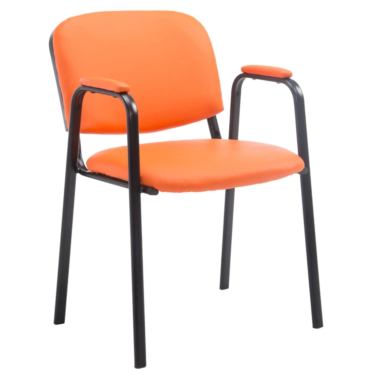 DELUKE Besucherstuhl ZAGREB Kunstleder Orange 53x55x79cm Konferenzstuhl Wartezimmerstuhl Bürostuhl