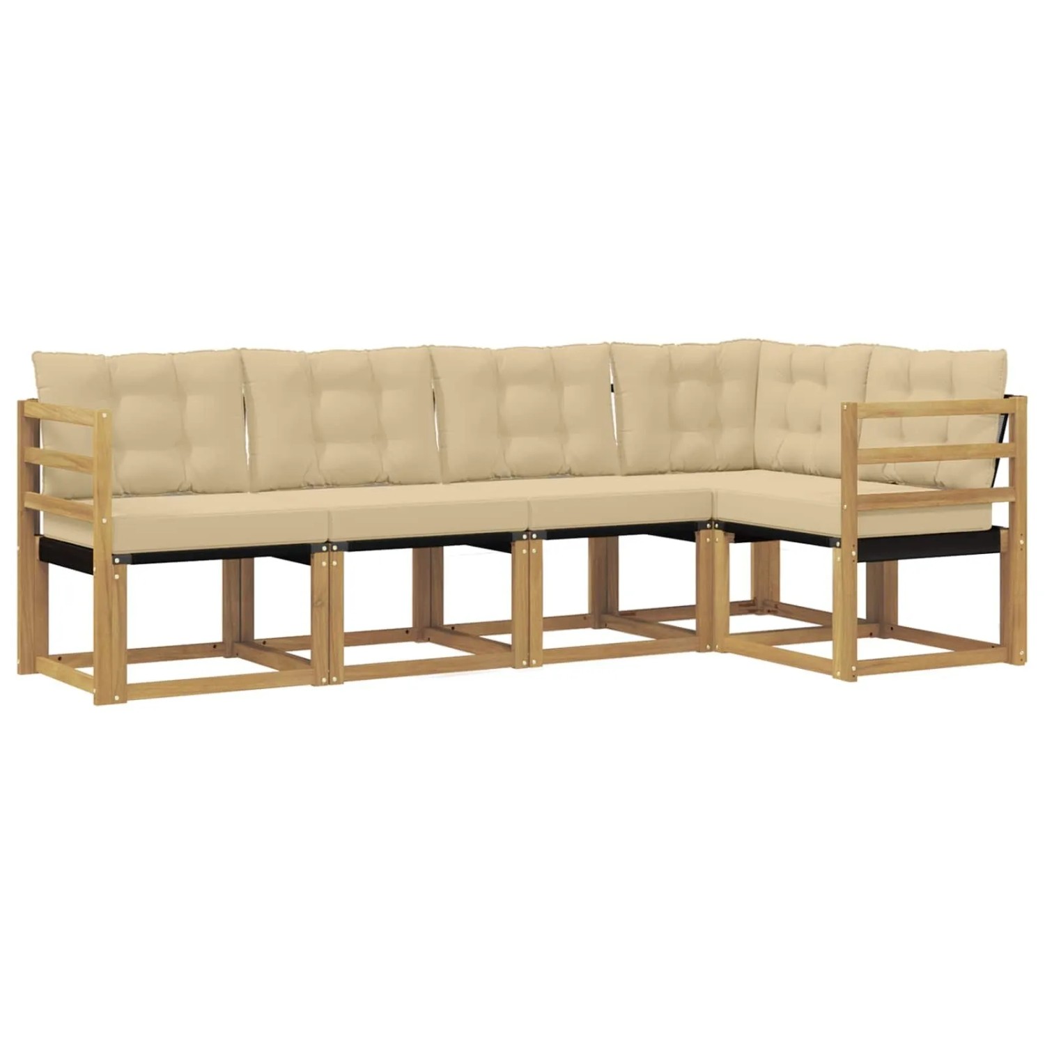 vidaXL Outdoor-Sofagarnitur mit Kissen 5-Tlg Weiß und Beige 3389467