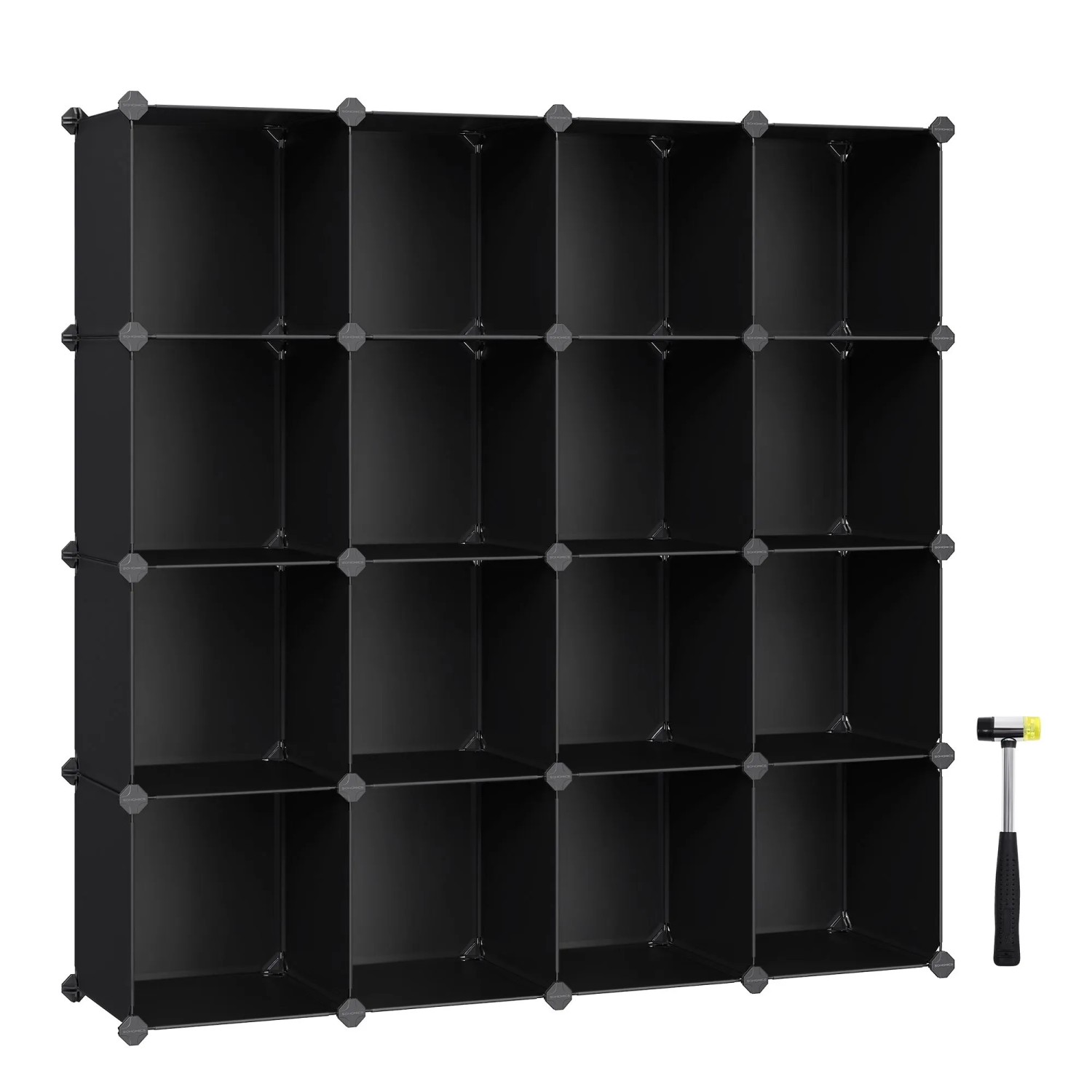 Songmics Schuhregal 16 Würfel Steckbar Modular Schwarz