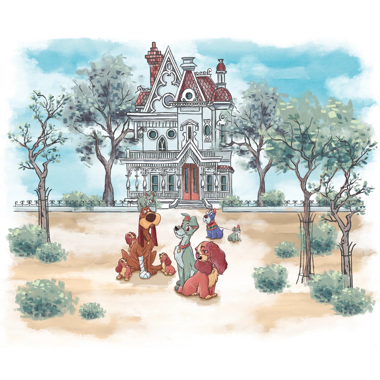 Komar Vlies Fototapete Disney Lady and the Tramp Sweet Home Bunt günstig online kaufen