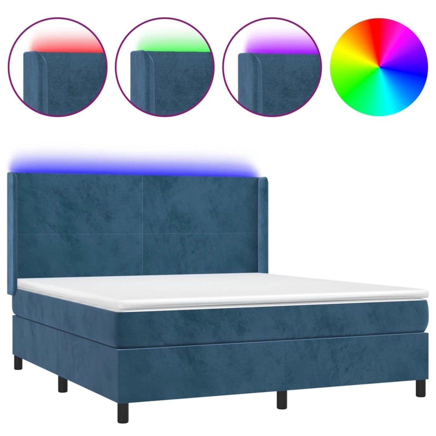 vidaXL Boxspringbett mit Matratze & LED Dunkelblau 160x200 cm Samt 3139455 günstig online kaufen