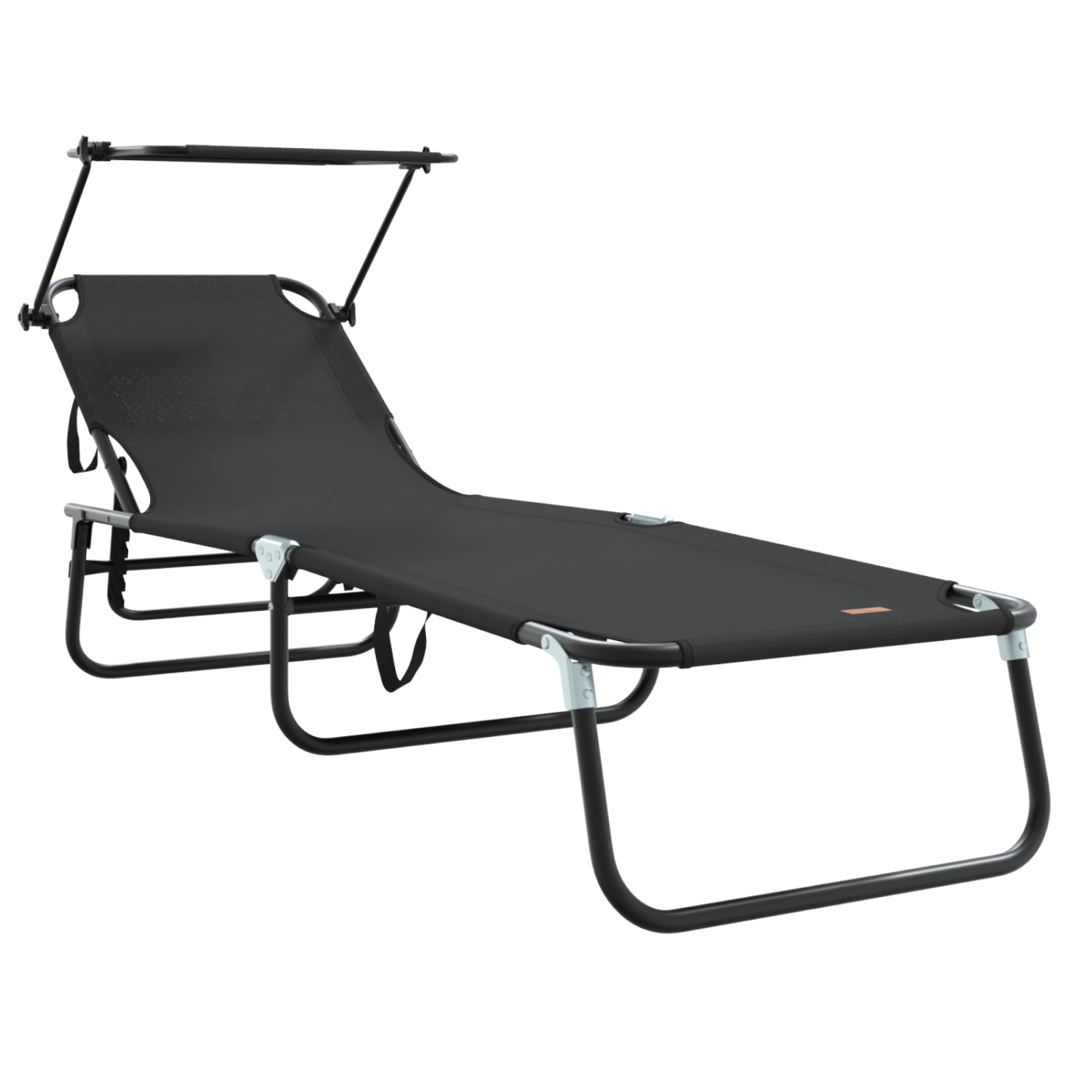 vidaXL Faltbare Sonnenliege mit Sonnendach Schwarz 600D Oxford-Gewebe 42003 günstig online kaufen