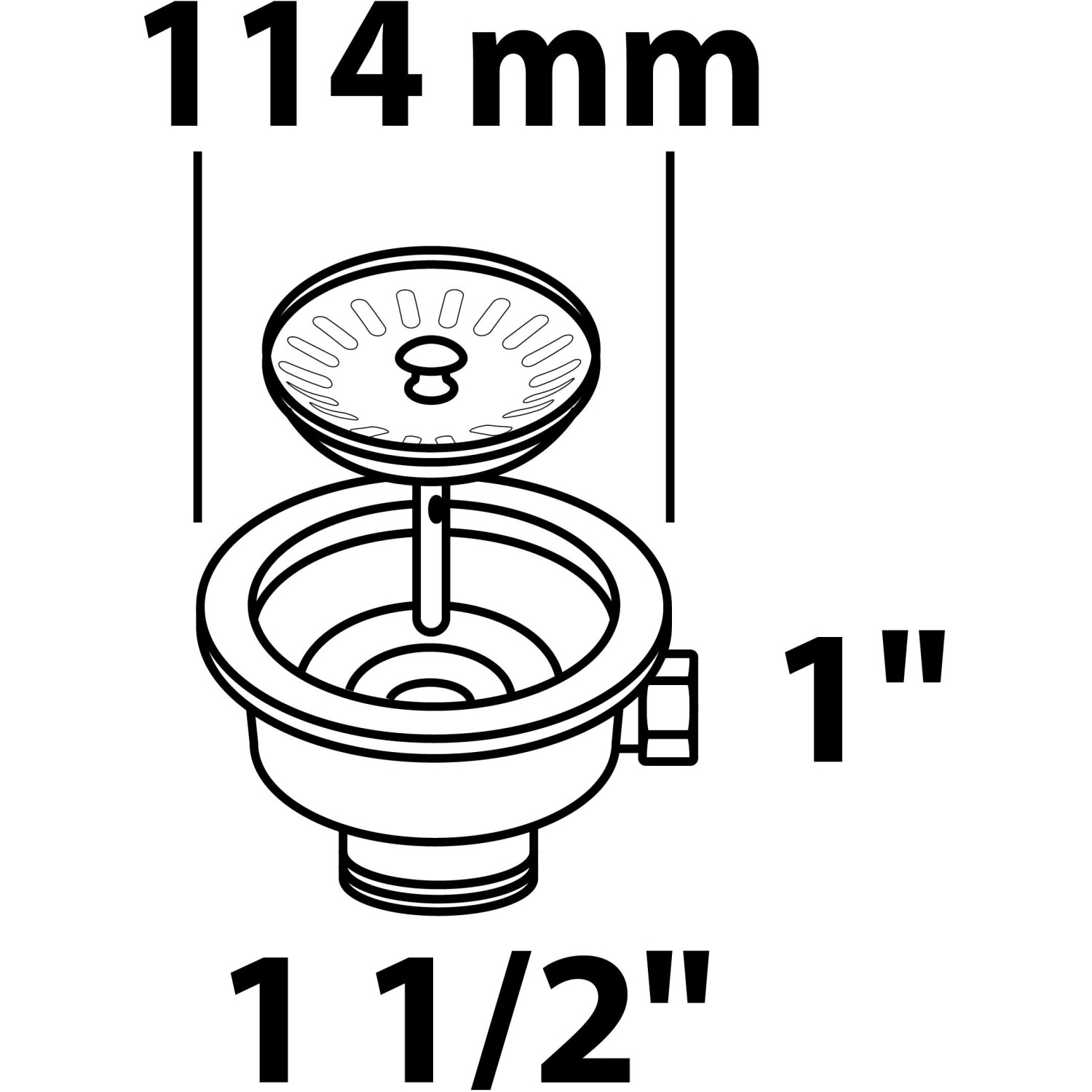 Skizze: Kirchhoff Siebkörbchen Spüle Eco Save Edelstahl mit Maßangaben.