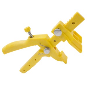 Gelbe Dalsys Nivellierzange für Fliesen-Nivelliersystem, ein Handwerkzeug zur Fliesenverlegung.