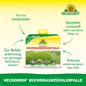 Neudorff Neudomon Buchsbaumzünslerfalle zur Befallserkennung, insektenizidfrei und wiederverwendbar.