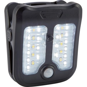 Schwarze Solar LED Gartenleuchte mit Clip-on und Bewegungsmelder. Ideal für Wegeleuchten.