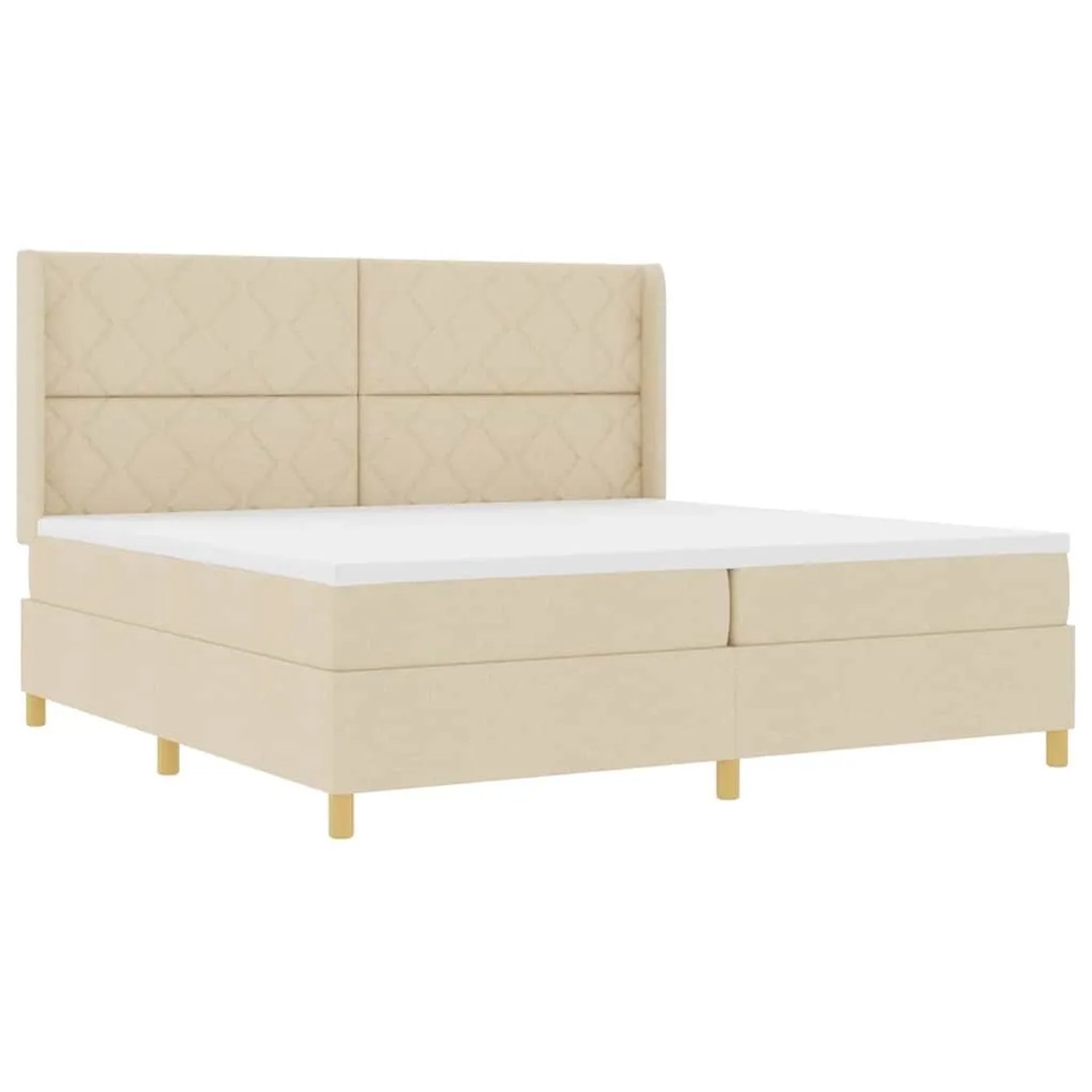 vidaXL Boxspringbett mit Matratze Creme 200 x 200 cm Stoff 3343782