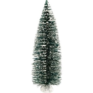 Grüne, schneebedeckte Tannenbaumfigur für Weihnachtsdorf Szene. Teil der 9-teiligen Weihnachtsdekoration.