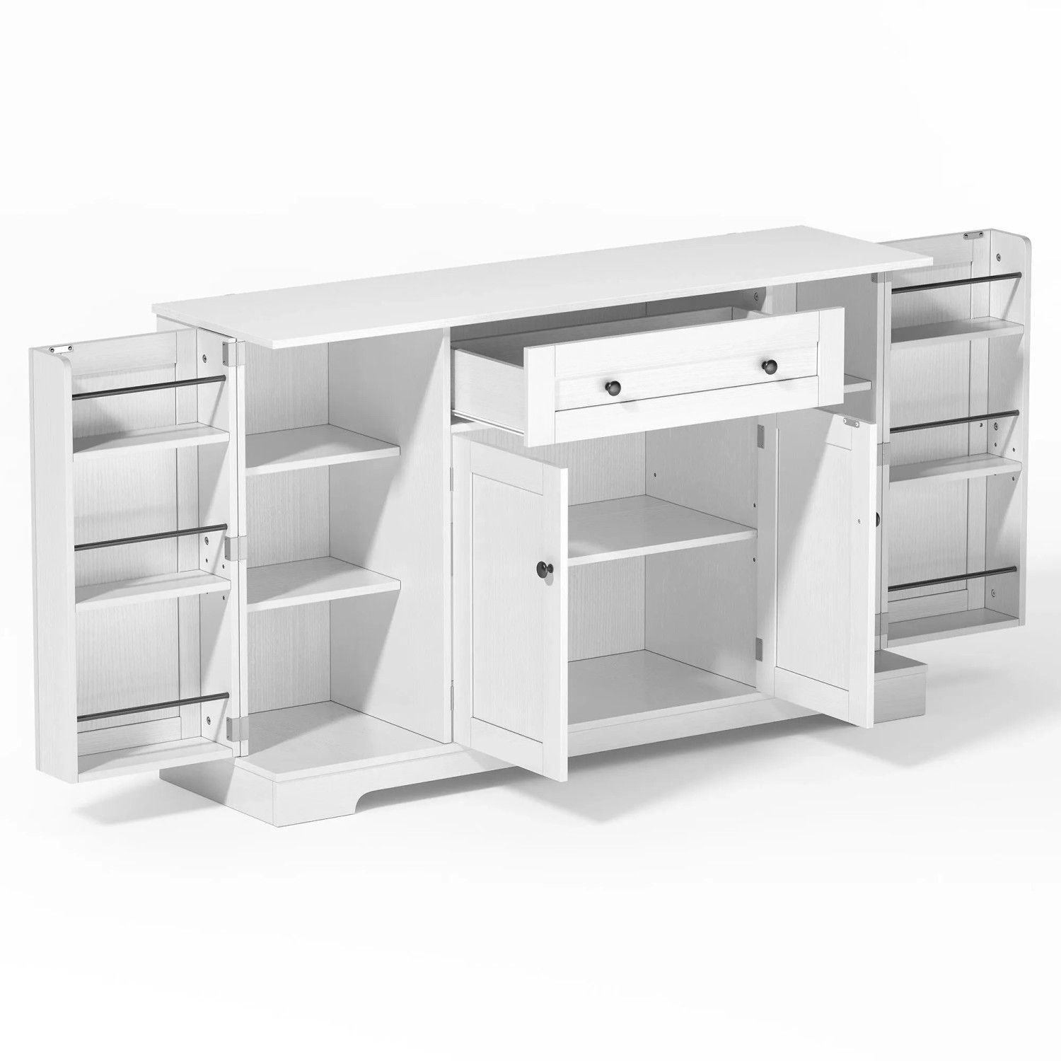 okwish Küchenbuffet mit Schublade Regaltüren Küche 138x85x40cm Weiß