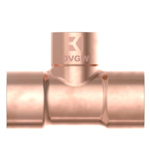 Kirchhoff Reduzier-T-Stück, 18x15x18mm, blank, 3 Muffen für Kupferrohr-Installation.