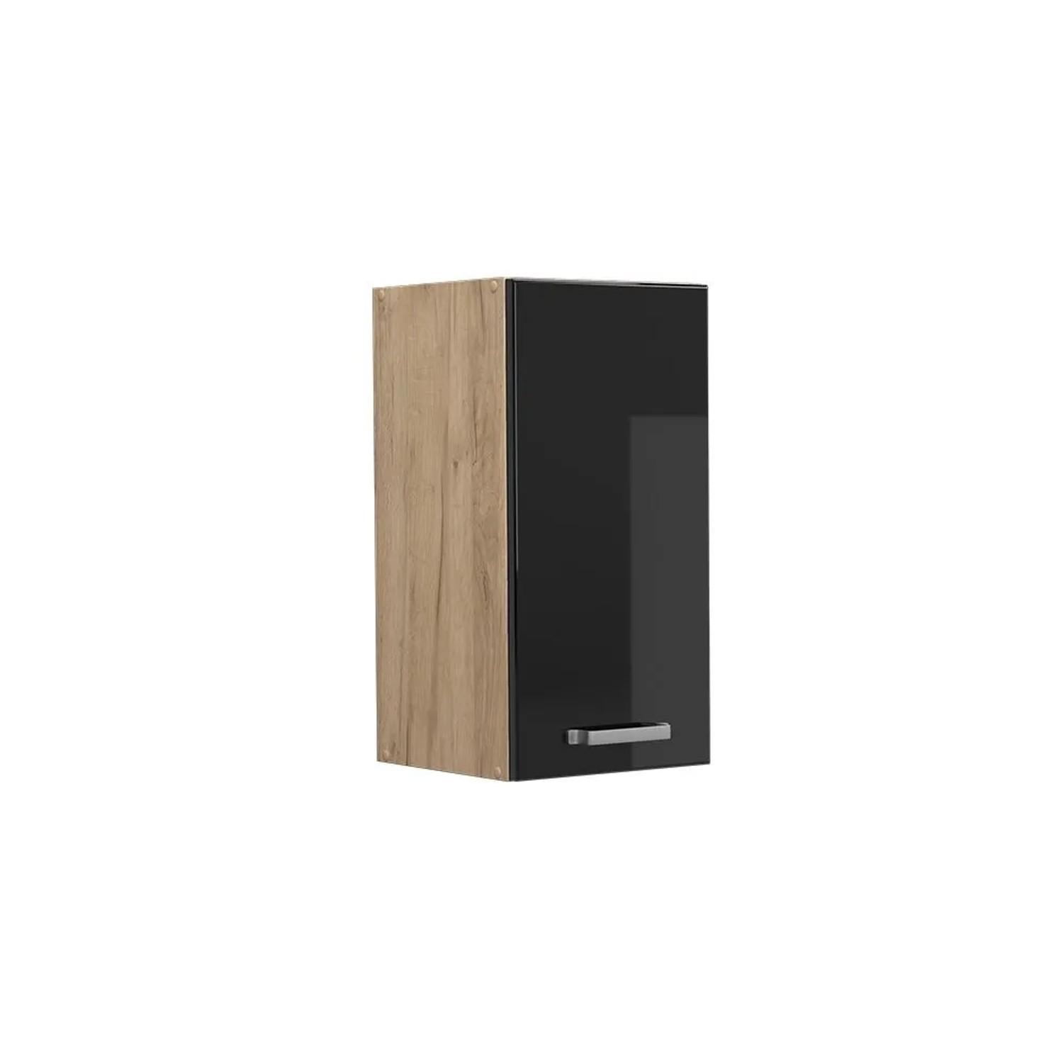 Vicco Hängeschrank R-Line Hängender Küchenschrank Schwarz Hochglanz Goldkraft Eiche 30 cm