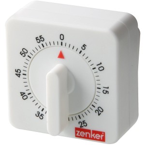 Fackelmann Zenker Kurzzeitwecker, weißer Küchenhelfer aus Kunststoff für bis zu 60 Minuten.